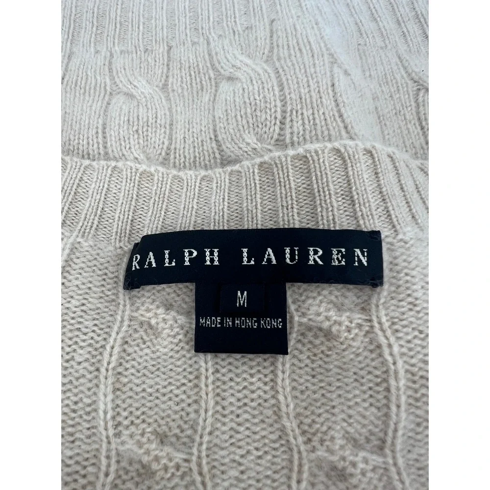 Ralph Lauren Black Label Cashmere Cable Knit Sweater Beige M